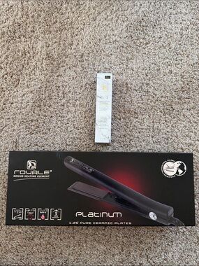 NEW Royale Platinum Ceramic Flat Iron 1.25” + Royale Hair Rescue Serum Bundle